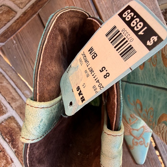 Pecos Bill Embroidered Turquoise Western Boots 8.5 - Picture 3 of 7